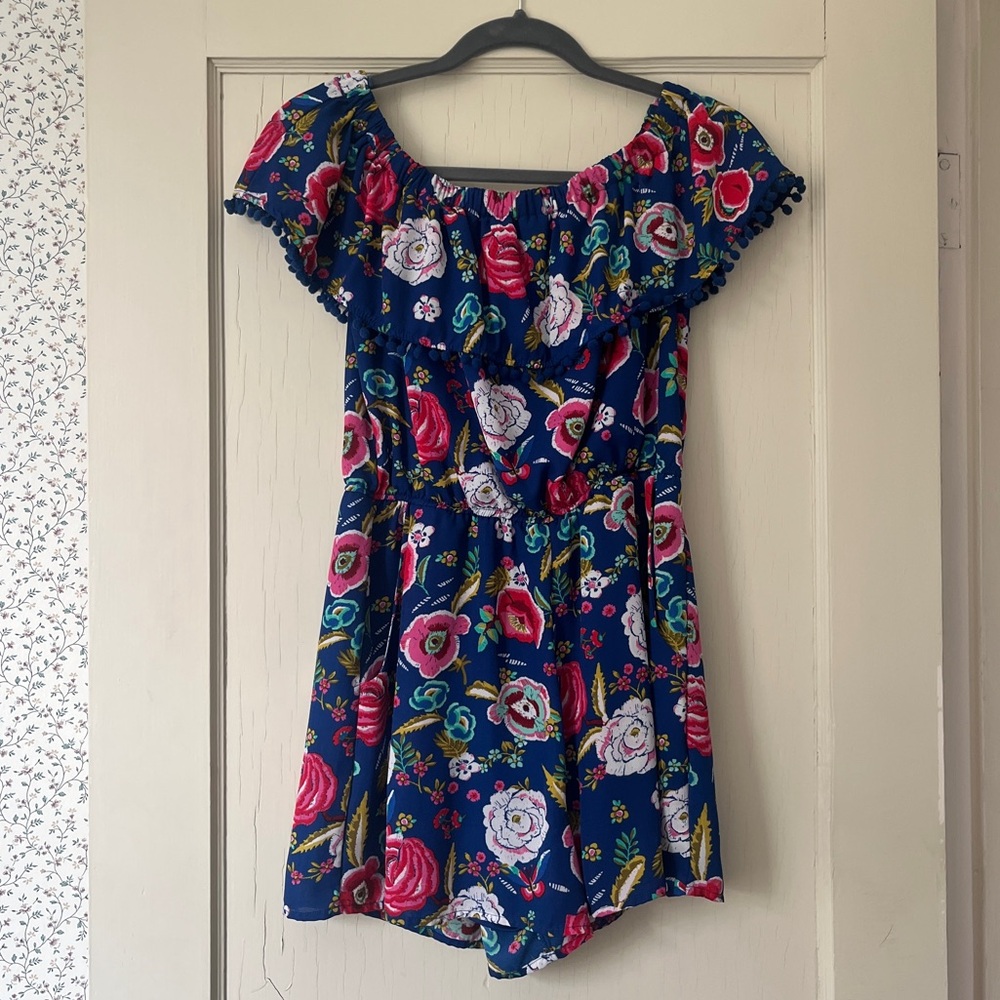 AS U WISH Floral Romper Off Shoulder Ruffle Shorts Jumpsuit